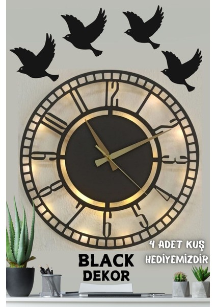 50X50 cm Işıklı Modern Duvar Saati Şık ve Dekoratif Tasarım