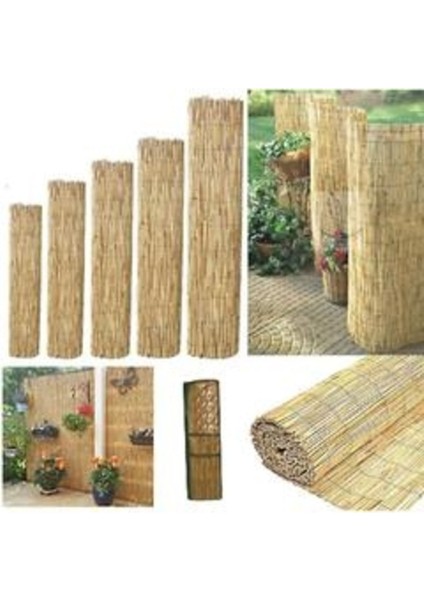 1 Metre x 6 Metre Bambu Kamış Hasır Bahçe Çiti Gölgelik Balkon Çiti