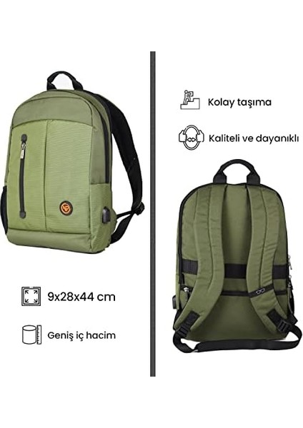 Citylifeplus Smart 16" Çift Ana Bölmeli Notebook Sırt Çantası- Haki