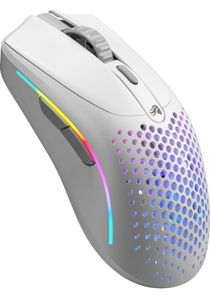 Model O 2 Mini Kablosuz Beyaz Oyuncu Faresi: 57 Gram, 210 Saate Kadar Pil Ömrü, Çifte Kablosuz 2.4 Ghz ve Bluetooth 5.2, 26K Optik Sensör, 80 Milyon Tıklama, 6 Programlanabilir Düğme,