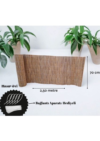 Haki renkli, 70x250 cm kamış hasır balkon çiti, şık ve dayanıklı koruma sağlar