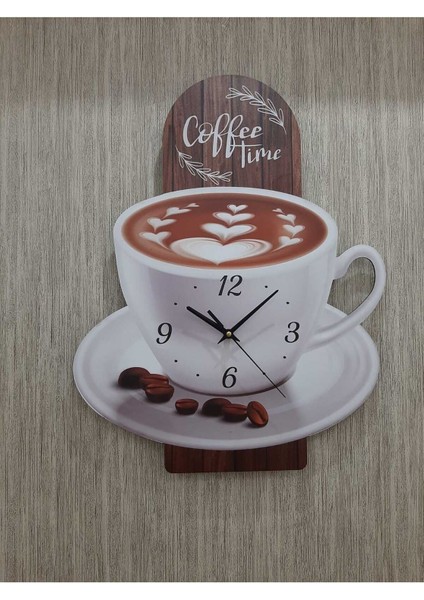 Renkli Kahve Fincan Temalı Mutfak Duvar Saati 45X30 cm Uv Baskı modelleri