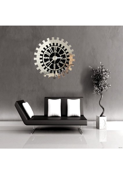 Gümüş Renkli Dekoratif Piyano Duvar Saati, Ev ve Ofis Için Şık Tasarım