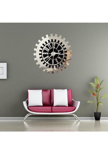 Gümüş Renkli Dekoratif Piyano Duvar Saati, Ev ve Ofis Için Şık Tasarım