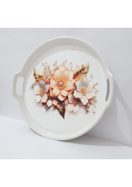 Çay Tepsi 32X34X3 cm Yuvarlak Plastik Çay Tepsisi Sunum Tepsi fırsatları
