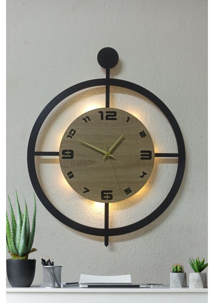LED Işıklı 50X40 cm Oval Duvar Saati, Şık ve Modern Dekorasyon Için Ideal