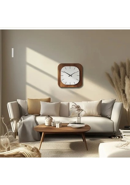 Ahşap Duvar Saati, Ceviz Beyaz, 40X40 Cm, Şık ve Modern Dekorasyon Parçası fiyatları