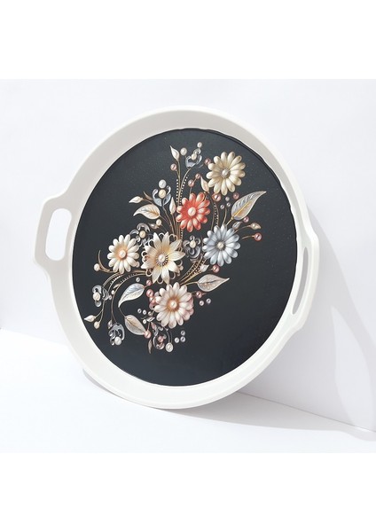 Çay Tepsi 32X34X3 cm Yuvarlak Plastik Çay Tepsisi Sunum Tepsi fırsatları
