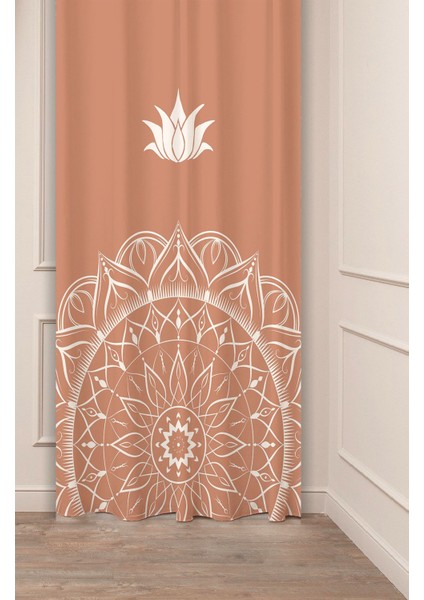 Mandala Bohem Etnik Minimalist Soft Desenli Özel Tasarım Dijital Baskılı (Tek Kanat) Şık Fon Perde