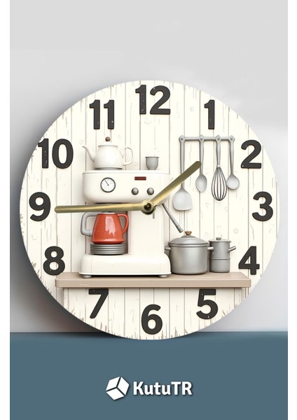 Mutfak Temalı Mdf Duvar Saati, Sessiz Mekanizma, 3D Görünüm, Şık ve Modern Tasarım fiyatları