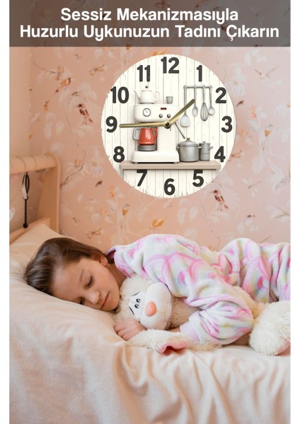Mutfak Temalı Mdf Duvar Saati, Sessiz Mekanizma, 3D Görünüm, Şık ve Modern Tasarım fırsatları
