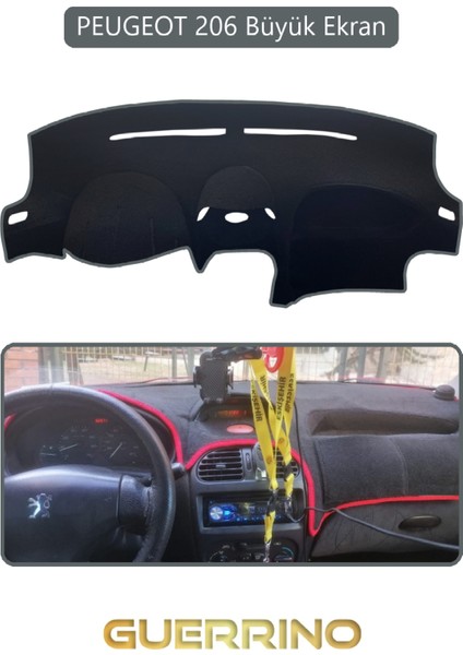 Peugeot 206 Büyük Ekrantorpido Koruma Halısı Gri Kenar