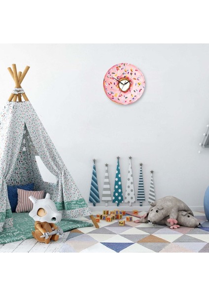 Renkli Yuvarlak Ahşap Duvar Saati, Dekoratif ve Şık Tasarım