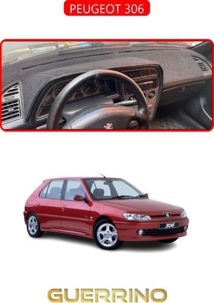 Peugeot 306TORPİDO Koruma Halısı Kırmızı Kenar