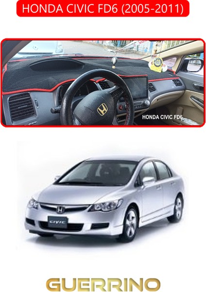Honda Cıvıc Fd6 2005-2011TORPİDO Koruma Halısı Kırmızı Kenar