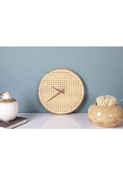 Yuvarlak Istanbul Serisi Şile Hazeran Ahşap Duvar Saati, Rustik Sarı, 32 cm fırsatları