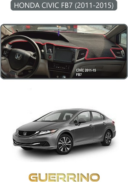 Honda Cıvıc Fb7 2011-2015TORPİDO Koruma Halısı Gri Kenar