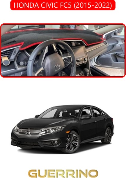 Honda Cıvıc Fc5 2015-2022TORPİDO Koruma Halısı Kırmızı Kenar