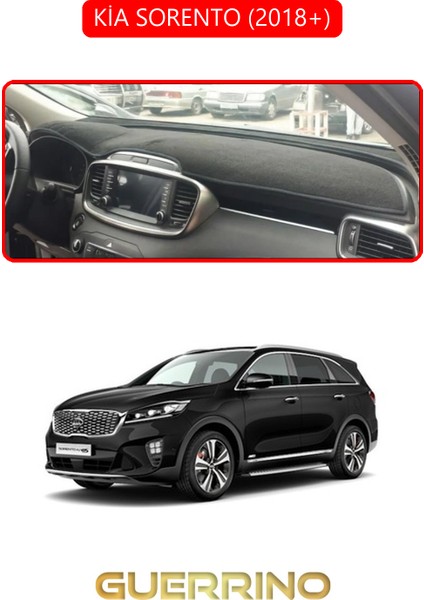 Kia Sorento 2018+TORPİDO Koruma Halısı Kırmızı Kenar