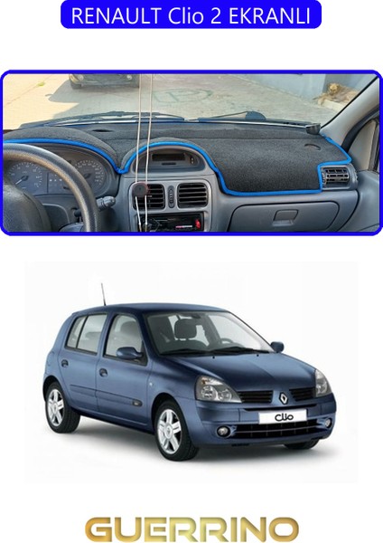 Renault Clio 2 Ekranlıtorpido Koruma Halısı Mavi Kenar