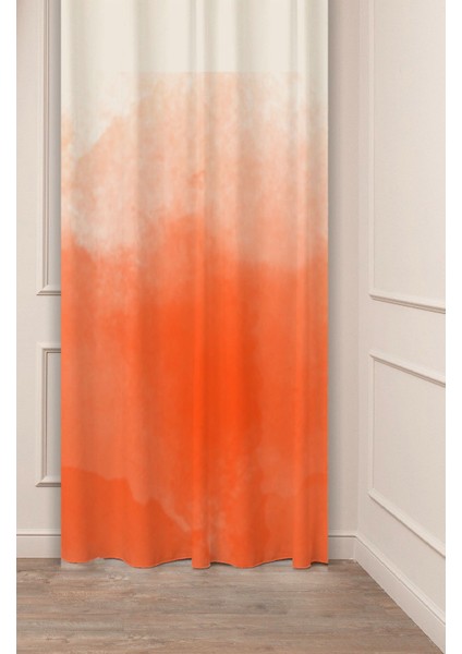 Turuncu Bej Krem Minimalist Sade Soft Pastel Özel Tasarım Dijital Baskılı (Tek Kanat) Şık Fon Perde