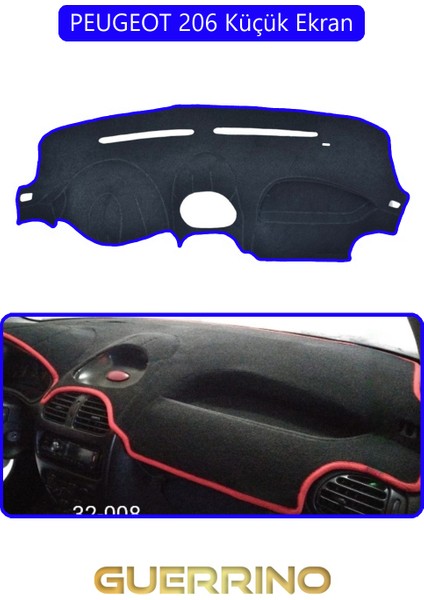Peugeot 206 Küçük Ekrantorpido Koruma Halısı Mavi Kenar