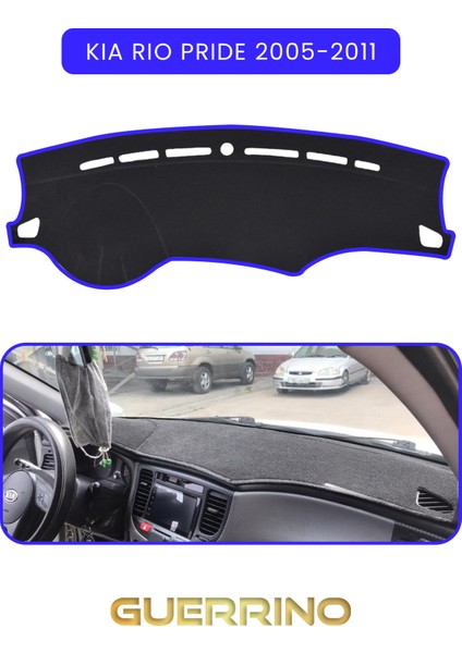 Kia Rio Pride 2005-2011TORPİDO Koruma Halısı Mavi Kenar