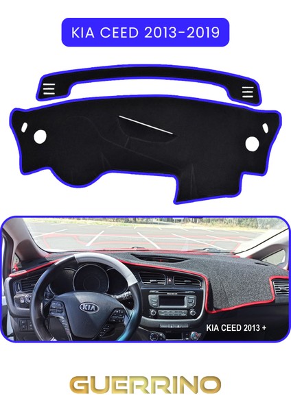 Kia Ceed 2013-2019TORPİDO Koruma Halısı Mavi Kenar