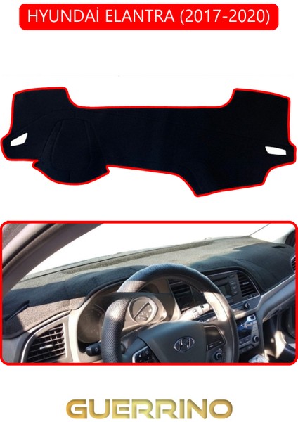 Hyundai Elantra 2017-2020TORPİDO Koruma Halısı Kırmızı Kenar