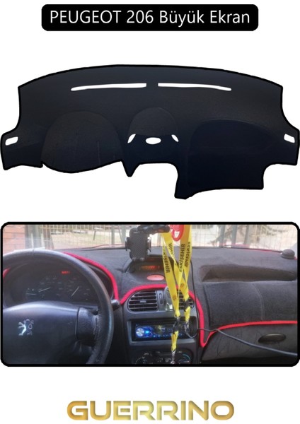 Peugeot 206 Büyük Ekrantorpido Koruma Halısı Siyah Kenar