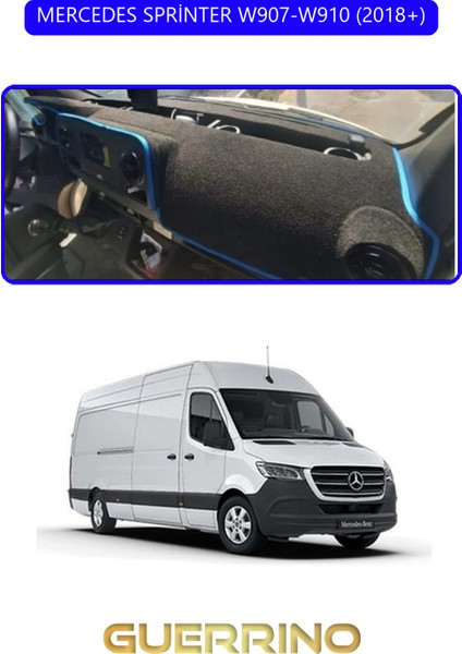 Mercedes Sprinter W907-W910 2018+TORPİDO Koruma Halısı Mavi Kenar