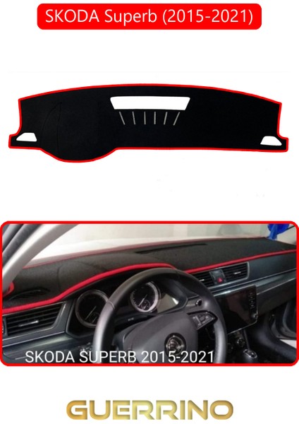 Skoda Superb (2015-2021)TORPİDO Koruma Halısı Kırmızı Kenar