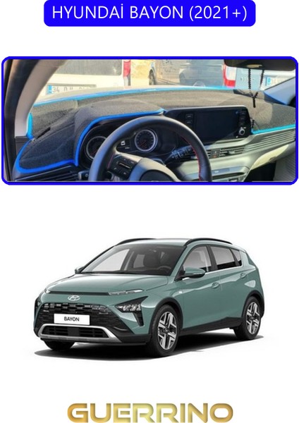 Hyundai Bayon 2021+TORPİDO Koruma Halısı Mavi Kenar