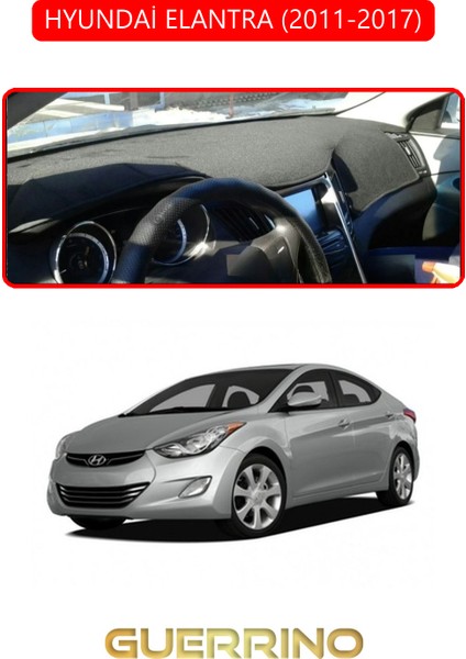 Hyundai Elantra 2011-2017TORPİDO Koruma Halısı Kırmızı Kenar