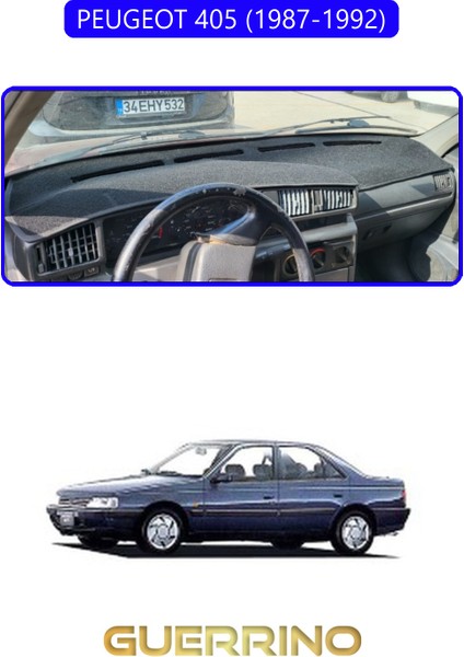 Peugeot 405 (1987-1992) ;torpido Koruma Halısı Mavi Kenar