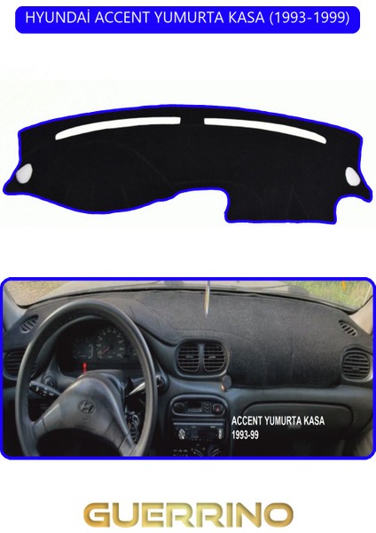 Hyundai Accent Yumurta Kasa 1993-1999TORPİDO Koruma Halısı Mavi Kenar