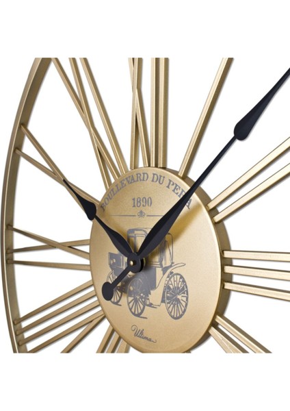 Şık Metal Roma Rakamlı Duvar Saati, Modern Dekor 2689 G Gold Renk fırsatları