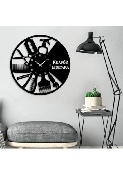 Ahşap Duvar Saati, Kuaför ve Berberler Için Şık ve Modern Tasarım