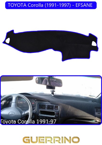 Toyota Corolla (1991-1997) - Efsane Torpido Koruma Halısı Mavi Kenar