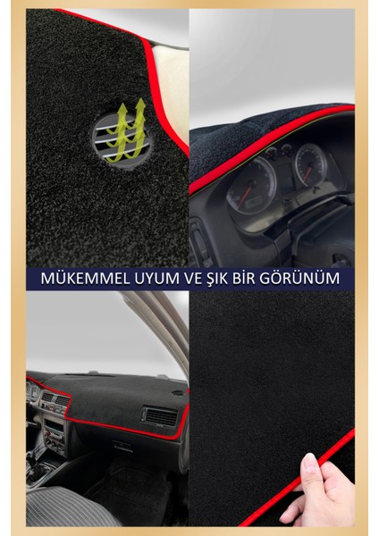 Toyota Rav4 (2000-2005)TORPİDO Koruma Halısı Kırmızı Kenar