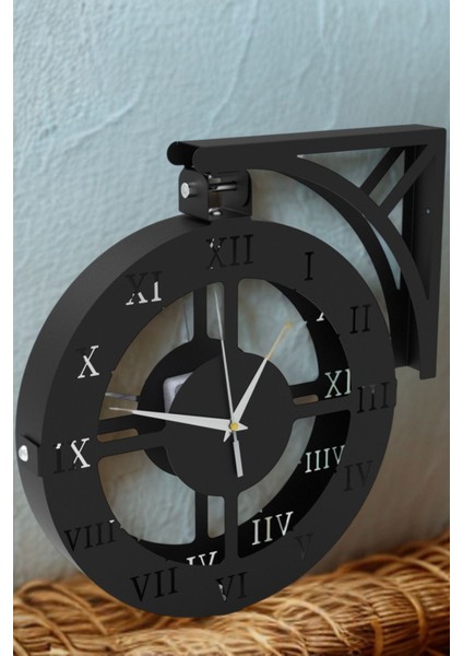 Modern Çift Taraflı Dairesel Siyah Metal Duvar Saati, Şık ve Fonksiyonel Tasarım fiyatları