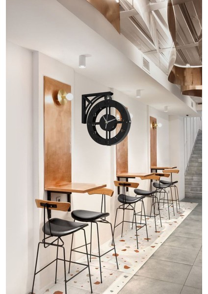 Modern Çift Taraflı Dairesel Siyah Metal Duvar Saati, Şık ve Fonksiyonel Tasarım modelleri