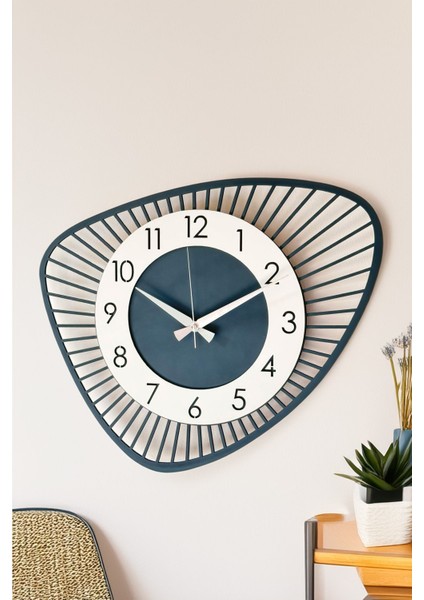 Modern Antrasit Gri Ahşap Duvar Saati 48 Cm, Şık ve Zarif Tasarım