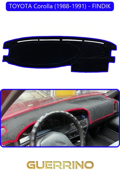Toyota Corolla (1988-1991) Fındık Torpido Koruma Halısı Mavi Kenar