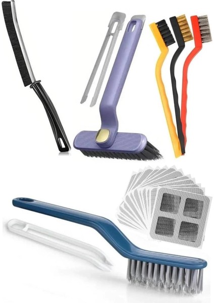 18 Parça Set Cımbızlı Döner Başlıklı Ince Dar Alan Detaylı Temizlik Fırçası 10 Adet Gider Süzgeci