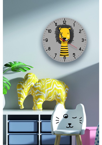 Renkli Çocuk Odası Dijital Baskılı Sessiz Duvar Saati Model 0120