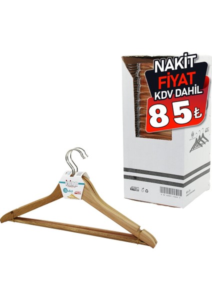3lü Ahşap Elbise Askısı Vernikli Gürgen Ağaç