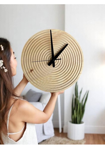 Minimalist Masif Ağaç Doğal Saat, Krem Renkli, Şık ve Zarif Tasarım indirimleri