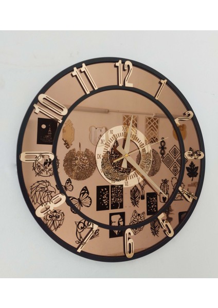 Altın ve Siyah Katmanlı Cam Duvar Saati, 40CM, Şık Tasarım fiyatları