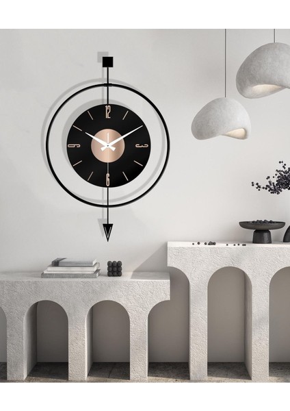 Modern Şeffaf Duvar Saati, Skandinav Tarz, 48X72 Cm, Siyah-Bronz Renkli